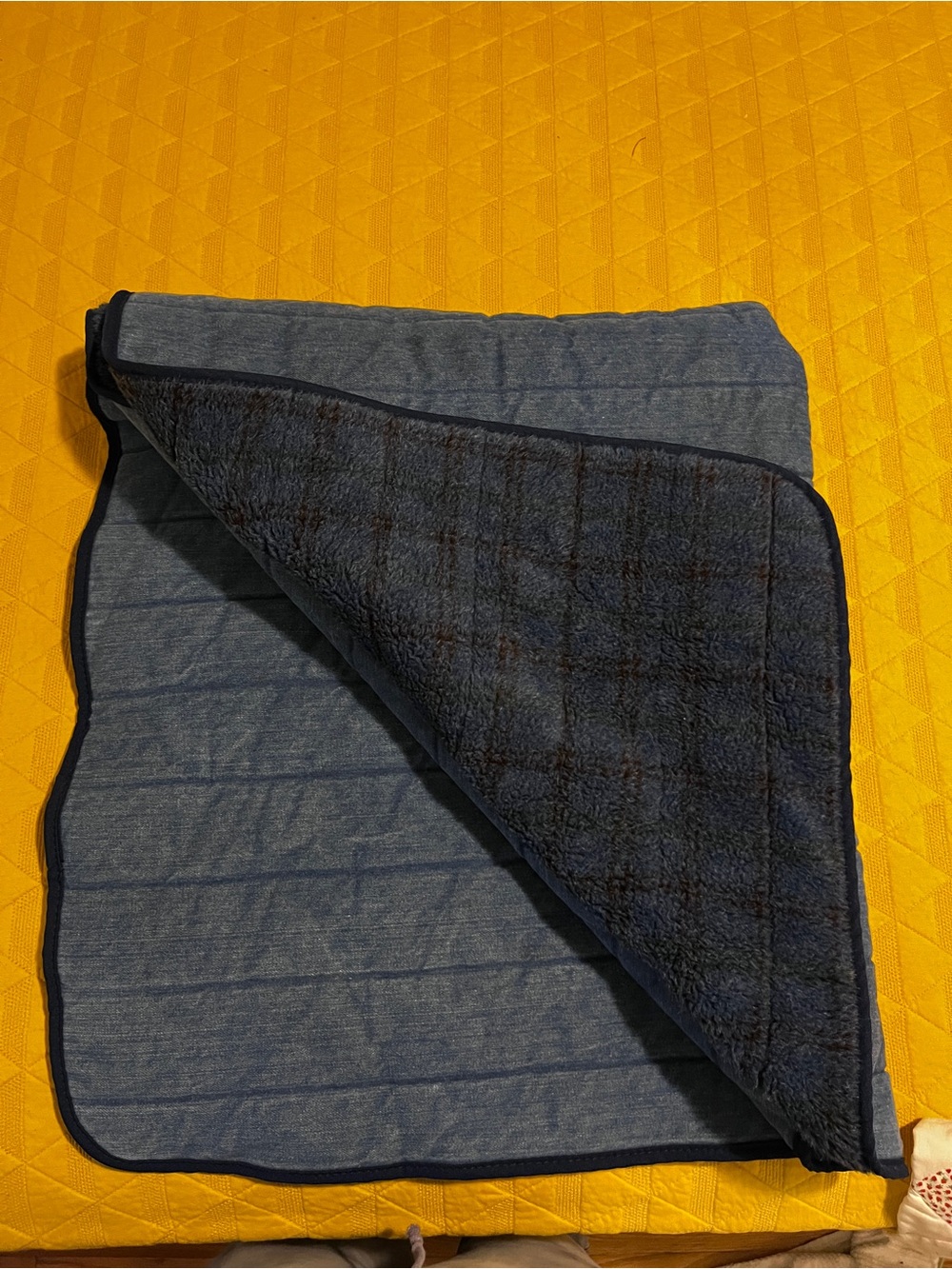 L.L. Bean Navy and grey Reversible waterproof Throw Blanket